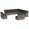 vidaXL 12-delige Loungeset met kussens poly rattan grijs