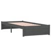 vidaXL Bedframe massief hout grijs 75x190 cm