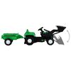 vidaXL Traptractor met aanhanger en graver groen en zwart
