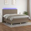 vidaXL Boxspring met matras en LED stof taupe 180x200 cm