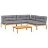 vidaXL 4-delige Loungeset pallet met kussens massief acaciahout