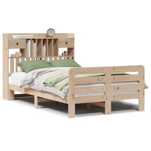vidaXL Bed met boekenkast zonder matras massief grenenhout 135x190 cm