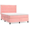 vidaXL Boxspring met matras fluweel roze 140x190 cm