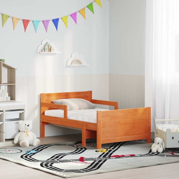 vidaXL Bedframe met matras Bruin 80 x 200 cm Massief grenenhout