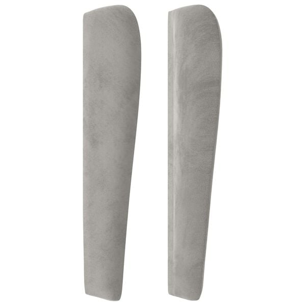 vidaXL Hoofdbord met randen 203x23x118/128 cm fluweel lichtgrijs