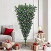 vidaXL Zijwaarts kunstkerstboom met ballenset Groen 180 cm PVC