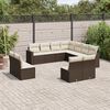 vidaXL 11-delige Loungeset met kussens poly rattan bruin