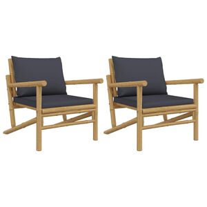 vidaXL Tuinstoelen 2 st met donkergrijze kussens bamboe