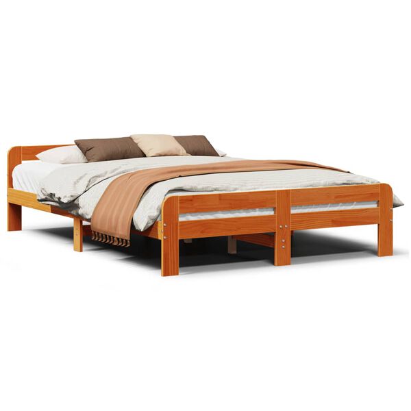 vidaXL Bedframe zonder matras massief grenenhout wasbruin 150x200 cm