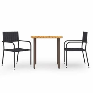vidaXL 3-delige Tuinset poly rattan zwart