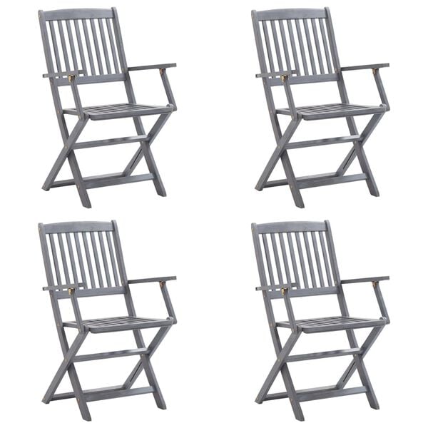 vidaXL Tuinstoelen 4 st inklapbaar met kussens massief acaciahout