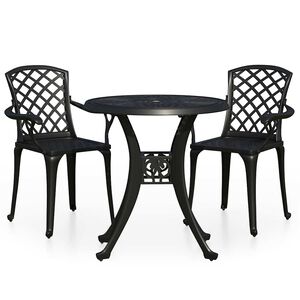 vidaXL 3-delige Bistroset gietaluminium zwart
