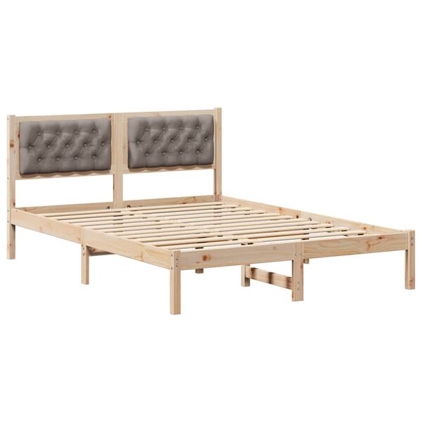 vidaXL Bedframe met hoofdeinde Taupe 150 x 200 cm Massief grenenhout