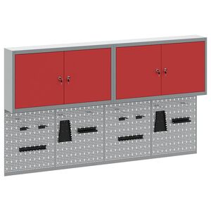 vidaXL Gereedschapskast set met plank 6 pcs Rood Gepoedercoat staal