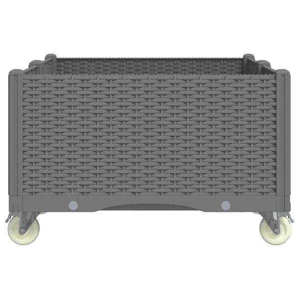 vidaXL Plantenbak met wielen 100x80x54 cm polypropeen lichtgrijs