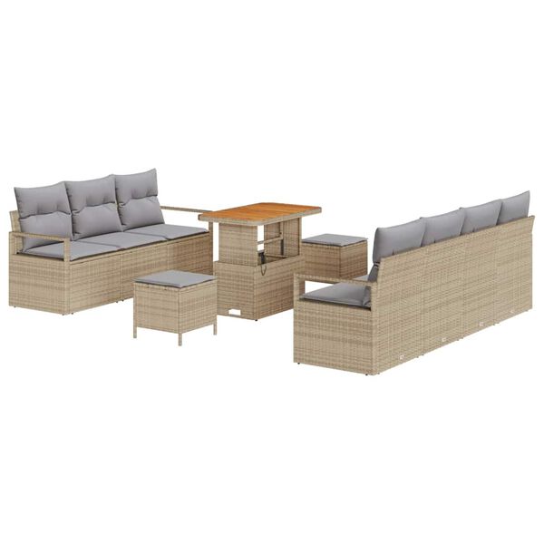 vidaXL Tuin Sofa Set met kussen met opslag 10 pcs Beige en Licht Grijs