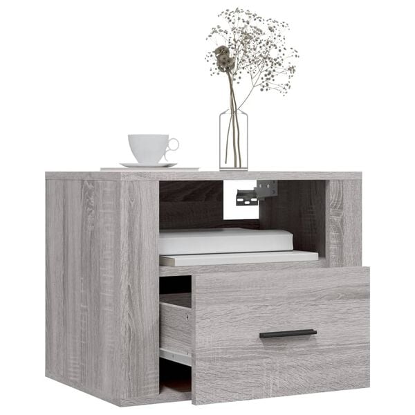 vidaXL Nachtkastjes 2 st wandgemonteerd 50x36x40 cm grijs sonoma eiken