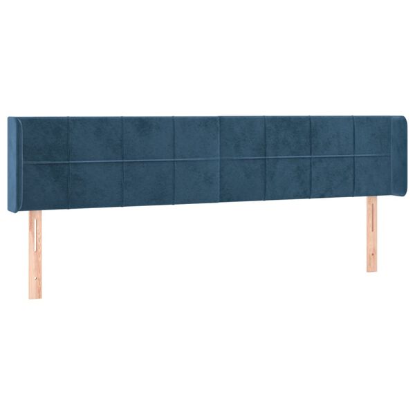 vidaXL Hoofdbord met randen 183x16x78/88 cm fluweel donkerblauw