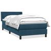 vidaXL Boxspring met matras fluweel donkerblauw 100x220 cm