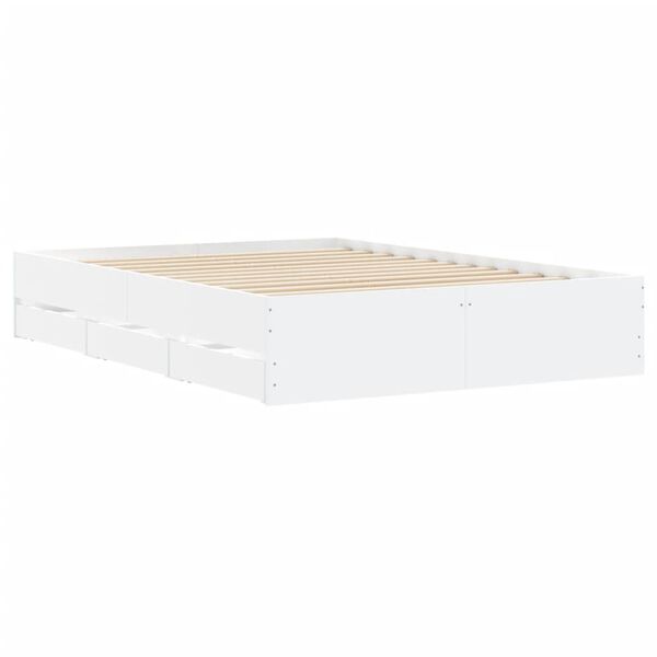 vidaXL Bedframe met lades bewerkt hout wit 120x190 cm