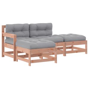 vidaXL 4-delige Loungeset met kussens massief douglashout