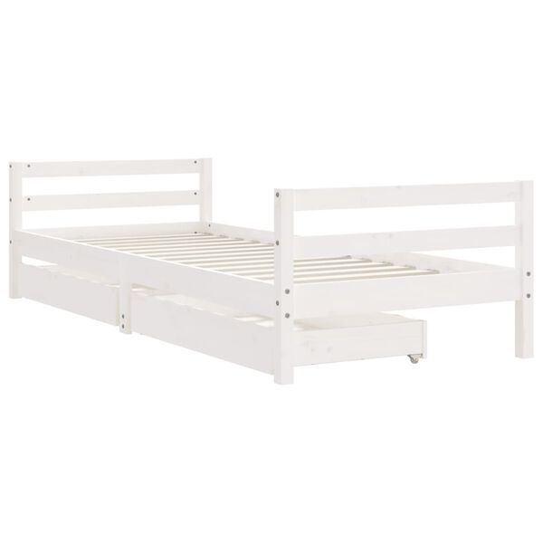 vidaXL Kinderbedframe met lades 90x200 cm massief grenenhout wit