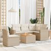 vidaXL 6-delige Loungeset met kussens poly rattan beige