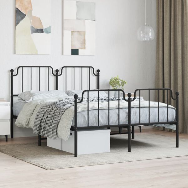 vidaXL Bedframe met hoofd- en voeteneinde&nbsp;metaal zwart 140x200 cm