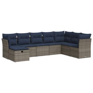 vidaXL 9-delige Loungeset met kussens poly rattan grijs