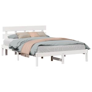 vidaXL Bedframe met hoofdeinde Wit 160 x 200 cm Massief grenenhout