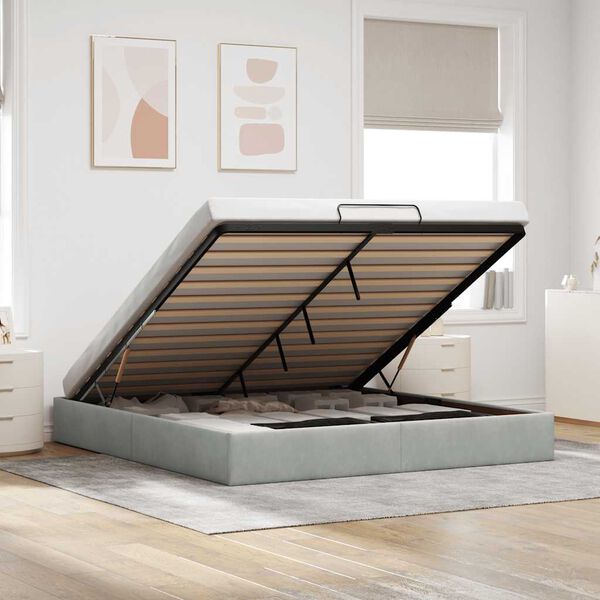 vidaXL Ottoman bedframe zonder matras 160x200 cm fluweel lichtgrijs