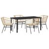 vidaXL Tuin eettafelset 5 pcs Bruin poly rattan