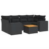 vidaXL 7-delige Loungeset met kussens poly rattan zwart