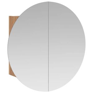 vidaXL Badkamerkast met ronde spiegel en LED 40x40x17,5 cm eiken