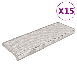 vidaXL Trapmatten zelfklevend 15 st sisal-look 65x21x4 cm platinakleur