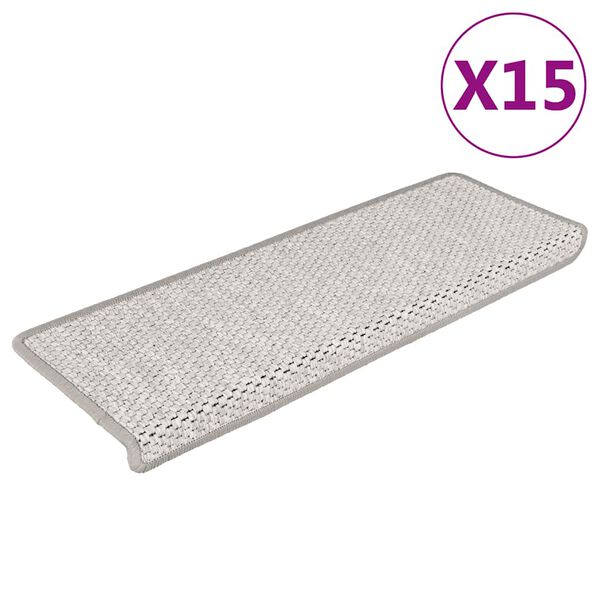 vidaXL Trapmatten zelfklevend 15 st sisal-look 65x21x4 cm platinakleur