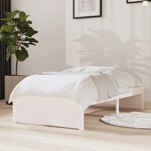 vidaXL Bedframe massief hout wit 75x190 cm
