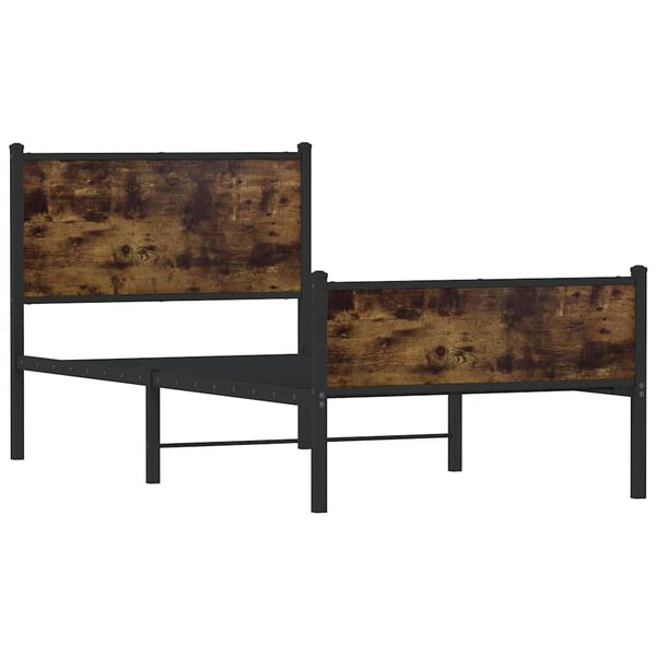 vidaXL Bedframe zonder matras metaal gerookt eikenkleurig 75x190 cm