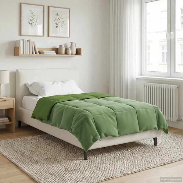 vidaXL Zomer Dekbed Gekwilt Groen 140 x 200 cm Microfiber