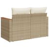 vidaXL Tuinbank 2-zits met kussens poly rattan beige