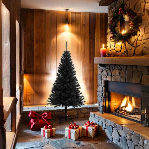 vidaXL Kunstkerstboom met standaard 150 cm PVC zwart