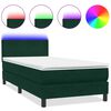 vidaXL Boxspring met matras en LED fluweel donkergroen 80x220 cm