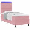 vidaXL LED Box Spring Bed met matras Roze 100 x 200 cm Stof