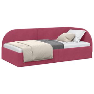 vidaXL Hoekbedframe Wijnrood 90 cm x 190 cm Polyester en multiplex