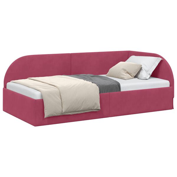 vidaXL Hoekbedframe Wijnrood 90 cm x 190 cm Polyester en multiplex