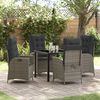 vidaXL Tuin eettafelset met kussen 5 pcs Grijs poly rattan