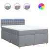 vidaXL Boxspring met matras stof lichtgrijs 160x200 cm