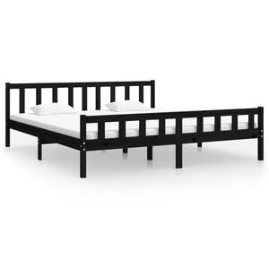vidaXL Bedframe massief hout zwart 160x200 cm