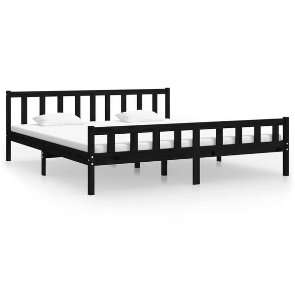 vidaXL Bedframe massief hout zwart 160x200 cm