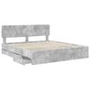 vidaXL Bedframe met lade Beton Grijs 200 x 200 cm Geconstrueerd hout
